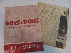 Chicago Playbill 1952 Guys & Dolls Allan Jones Pamela Britton Maxie Rosenbloom - Picture 1 of 2