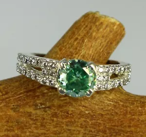 Green Round Brilliant Cut Diamond Solitaire 2.59 Ct Certified Rare Design Ring - Picture 1 of 7