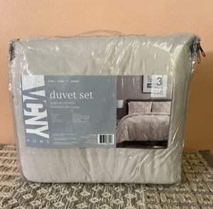 VCNY Home King Carmen Taupe Pinch Pleat Duvet 3 Piece Microfiber Set @ - Picture 1 of 4