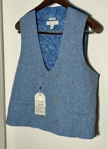 NUEVO Joseph Abboud Talla XL Azul 100% Lino Hombres Chaleco Traje Chaleco Verano Nuevo con Etiquetas - Imagen 1 de 7
