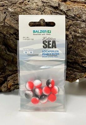 Balzer Edition Sea Lockperlen 10mm Schwarz Weiß Rot 10 Stück - Bild 1 von 2