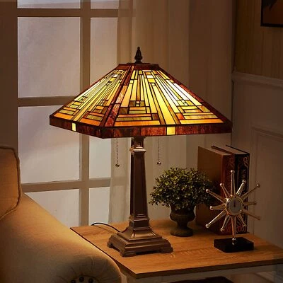 Capulina Tiffany Table Lamp Bedside Reading Lamp 2-Light 16" Wide