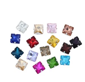 Quadratisch Silberfassung Glas Kristall Strass Schmuck Zubehör Perlen zum Aufnähen - Bild 1 von 28