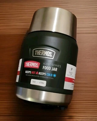 Thermos 16oz Food Jar With Folding Spoon New Black King Vaccuum Sealed Hot Cold - Image 1 of 4