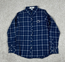 Penn State Nittany Lions Shirt Womens Medium Blue Flannel Button Up Long Sleeve
