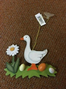 Deko Holzfigur Huhn mit Eiern zum Aufhängen - Bild 1 von 1