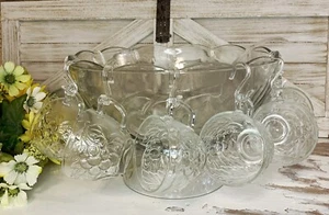 Gibson Concord Harvest 27pc Glass Grape Punch Bowl Set for 12, Thanksgiving - Picture 1 of 7