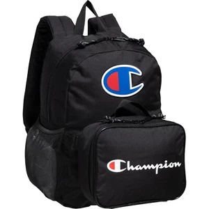 CHAMPION MUNCH YOUTH 16.5" Backpack SCHOOL BAG BLACK Insulated LUNCH BOX $50 NEW - Picture 1 of 4