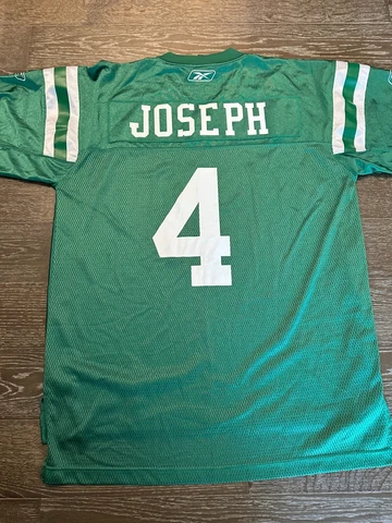VINTAGE Saskatchewan Roughriders CFL Reebok Jersey mens L DARREN JOSEPH #4 GREEN Cover