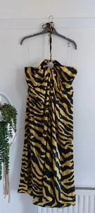 River Island Yellow Black Animal Tiger Print Split Front Long Top Size 18 BNWT - Picture 1 of 4