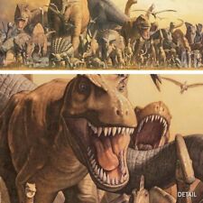 54W"x18H" DINOSAURS by HARUO TAKINO - T-REX TYRANNOSAURUS TRICERATOPS CANVAS