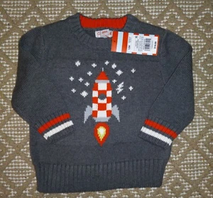 NEU - Cat & Jack Raketenschiff Pullover ~ Kleinkind Junge grau Langarm, 12 Monate - Bild 1 von 4