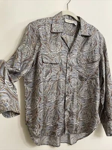 The Narragansett Damen Seidenbluse Vintage Paisley 100 % Seide Knopfleiste Größe 8 - Bild 1 von 11