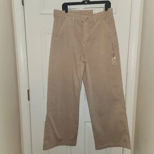 NWT American Eagle Super High Rise Baggy Wide Leg Jeans Womens 16 Beige Khaki - Picture 1 of 6