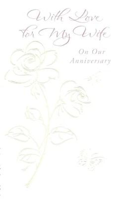 Happy Anniversary 玫瑰和蝴蝶蝴蝶浮雕美国贺卡 — 第 1/3 张图片