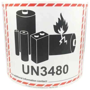 500 UN 3480 Lithium Battery Handling Shipping Warning Labels - 4.5" x 5" Roll - Picture 1 of 1