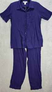 Dressbarn Damen 2-teiliges Hosen Set Lila Kurzarm Krepp Größe L - Bild 1 von 24