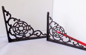 Cast Iron Antique Style LARGE WEB Corner Brackets Garden Braces Shelf Ornate - Picture 1 of 8