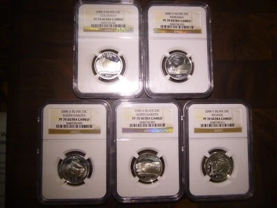 2006 US MINT STATE SILVER QUARTER 5 COIN PROOF SET NGC PR 70 ULTRA CAMEO - Image 1 of 4