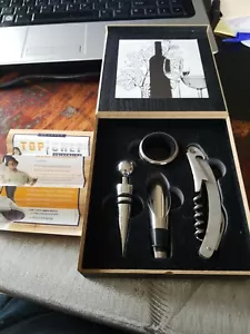 Cavatappi in acciaio inox apribottiglie liscio tappo strumento vino set regalo 4 pezzi - Foto 1 di 6