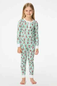 New Roller Rabbit Kids Monkey Mas Pajamas Mint Green Red Christmas Holuday 14 - Picture 1 of 8