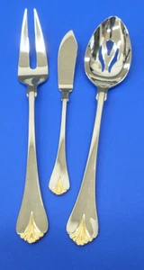 Yamazaki CARA Gold Glossy Stainless Japan PIERCED SERVING SPOON, FORK & Knfie - Picture 1 of 4