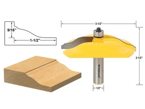 Broca enrutadora de panel elevado con cuentas de Ogee de 3-1/2"" de diámetro - vástago de 1/2"" - Yonico 12140 - Imagen 1 de 1