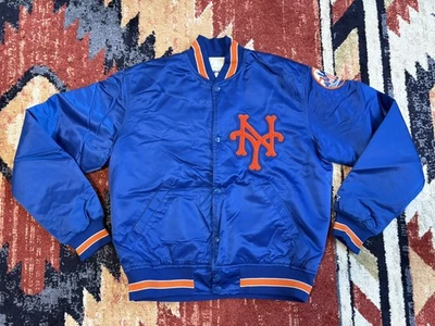 Jaqueta masculina vintage New York Mets média feita nos EUA logotipo bordado iniciante anos 90 - Imagem 1 de 4