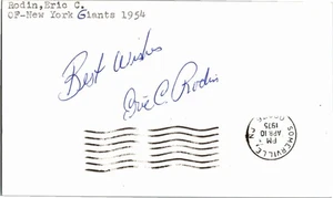 -Eric Rodin- (d.1991) Signed/Autograph/Auto Postcard San Francisco Giants MLB - Picture 1 of 2