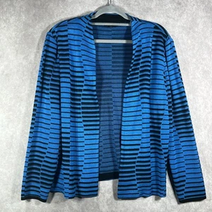 Ming Wang Cardigan Sweater Womens XL Open Front Striped Knit Lightweight Career - Picture 1 of 10