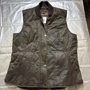 Cripple Creek Ranchwear Brown Waxed Cotton Vest with Snap Pockets Large - Picture 1 of 12