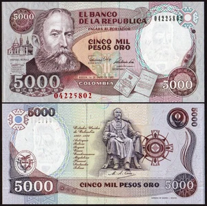 COLOMBIA 5000 CINCO MIL Pesos Oro 1990 P-436 UNC Uncirculated - Picture 1 of 1