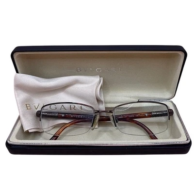 BVLGARI Eyeglasses Frames 1022/137/135 Tortoise Half Rim Designer Frames w/Case - Image 1 of 4