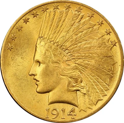 1914 MS64 Indian Head Eagle , PCGS 47686951 - Image 1 of 4