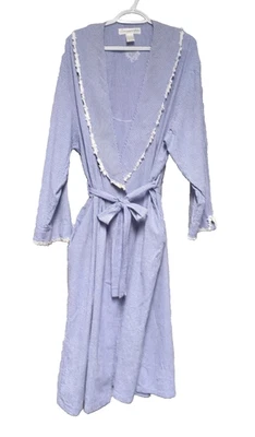 Bata de guinga vintage Eileen West Seersucker talla L longitud completa Cottagecore  Foto 1 de 4