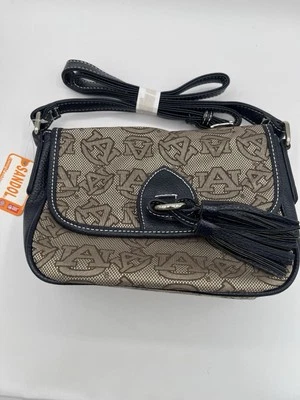 Auburn Tiger Sandol Purse Bag Tassels Brown Navy Jacquard / Leather AU Logo - Image 1 of 4