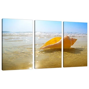 3 Part Beach Sunset Canvas Pictures Bathroom Bedroom Wall Art Set 3148 - Picture 1 of 1