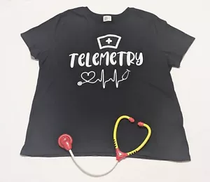 Telemetrie Krankenschwester Krankenhaus Shirt 2XL schwarz neu Damen/Herren engagierte Gesundheitsversorgung - Bild 1 von 4