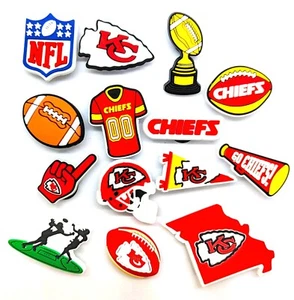 KANSAS CITY CHIEFS SHOE CHARMS (14pcs) Football Cool Gift Accessories Set Lot - Picture 1 of 5