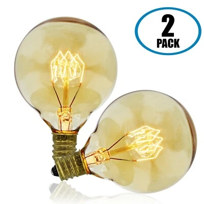 Vintage Retro Edison Bulb, G50 Globe, 40w, Candelabra E12 Base, 2-Pack - Image 1 of 2