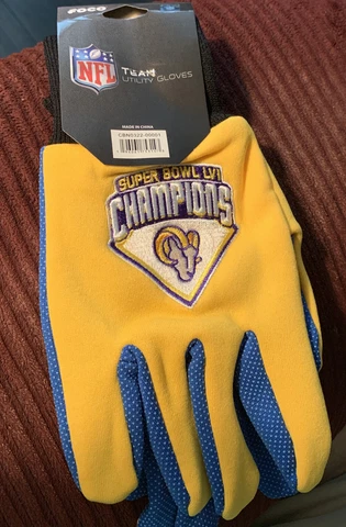 Los Angeles Rams Super Bowl LVI (56) Champions Utility Gloves -NWT Cover