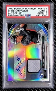 Christian Yelich - 2013 Bowman Platinum #AR-CY Auto Relics - RC - PSA 9/10 - Picture 1 of 3