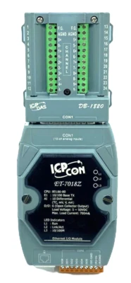 ICP CON ET-7018Z ETHERNET I/O MODULE WITH ICP DAS DB-1820 THERMOCOUPLE INPUT - Image 1 of 4