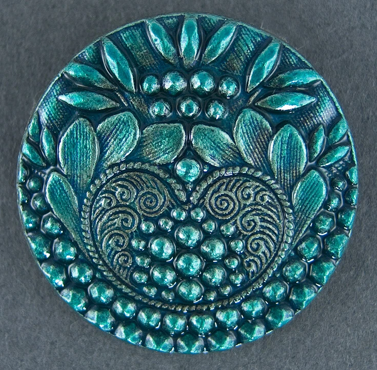 DECORATIVE HAND PAINTED METAL  CLOTHING BUTTON - SET OF 2 - Image 1 of 1