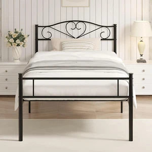 14 Inch Twin Size Metal Platform Bed Frame with Headboard and Footboard, Heavy D - Picture 1 of 8