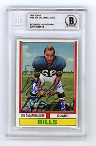 Joe DeLamielleure 1974 Topps #183 Rookie RC Signed w/ 2 Insc. BGS BAS Auto Bills - Picture 1 of 2