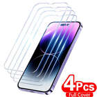 4PCS Full Cover Tempered Glass For iPhone 11 12 13 14 15 Pro Max Screen Protecto
