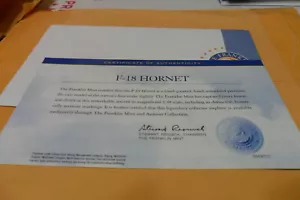 FRANKLIN MINT AMOUR F18 HORNET1/48 COA TITLE ONLY FREE SHIPPING LOT 0 0 117 - Picture 1 of 2