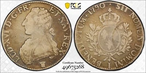 1790-I Louis XVI Ecu PCGS Fine 15 - Picture 1 of 1