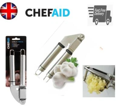 HEAVY DUTY PROFESSIONAL STAINLESS GARLIC PRESS CRUSHER EASY SELF CLEANING - Image 1 of 4